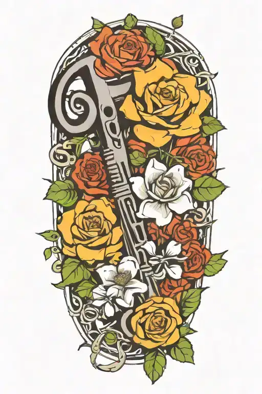 Pipe Wrench With Roses And Clovers