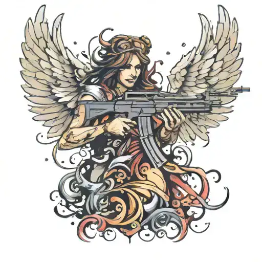 Wings With Godess Aiming Ak47