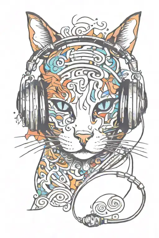Cat Wearing Headphones