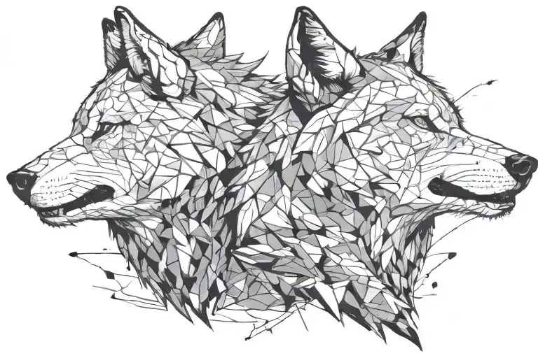 Two Wolf Head Howling Lateral View