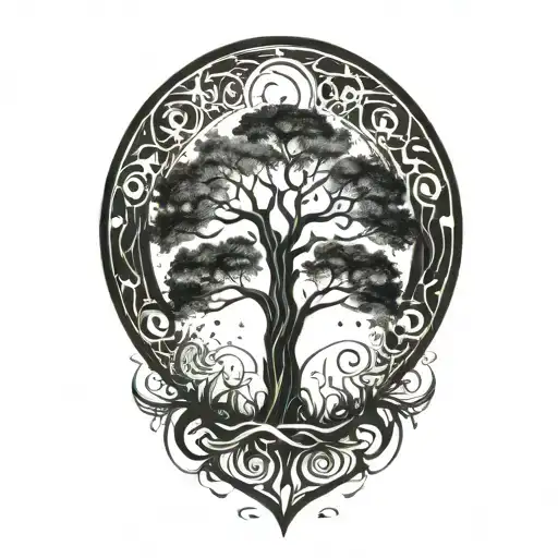 Tree Of Life And Sun And Moon