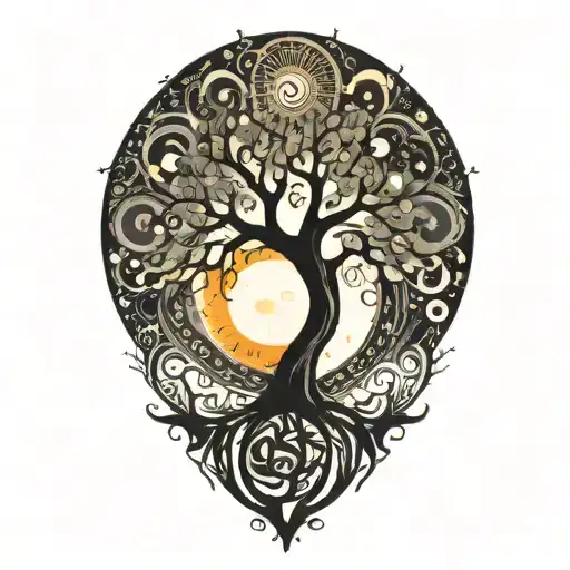 Tree Of Life And Sun And Moon