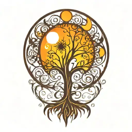 Tree Of Life And Sun And Moon