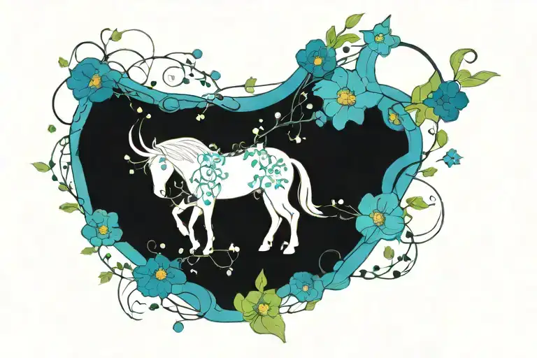 Sagittarius Constellation Intertwined With Vines With Various Flowers Blooming