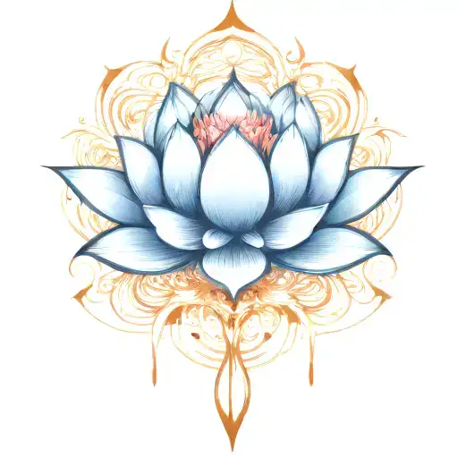 Dark Intergaltic Space Interteined With Lotus Flower