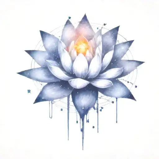 Use The Same Igame But Add Some Orbing Stars And Trajectory Surrounding The Lotus