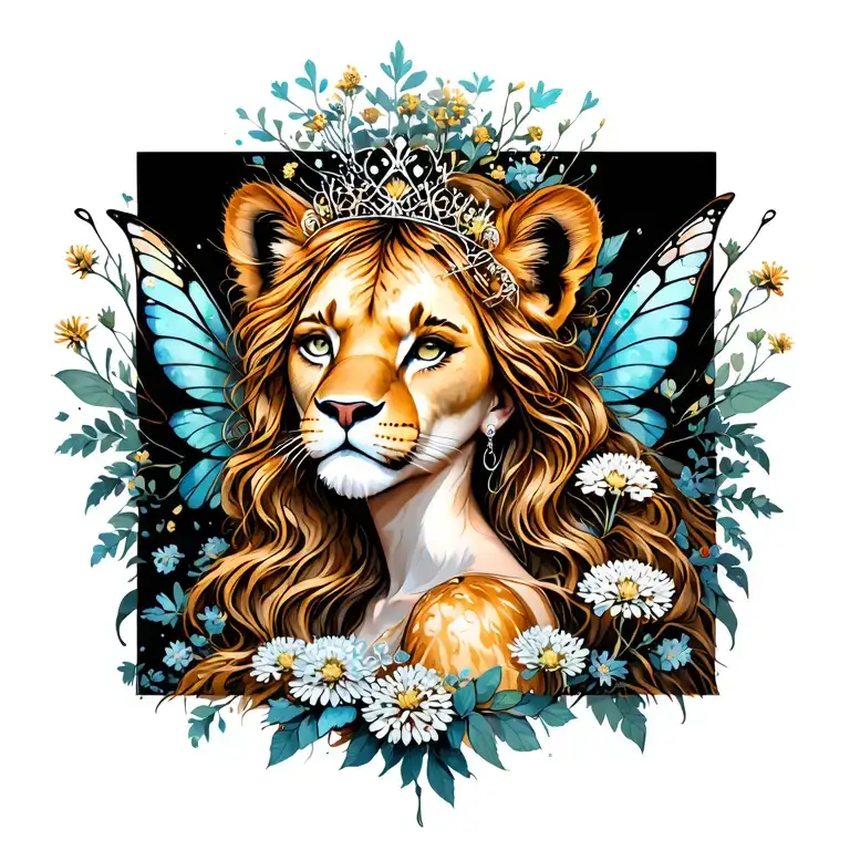 Sexy Fairy Girl Dressed As A Lioness Queen Anne's Lace