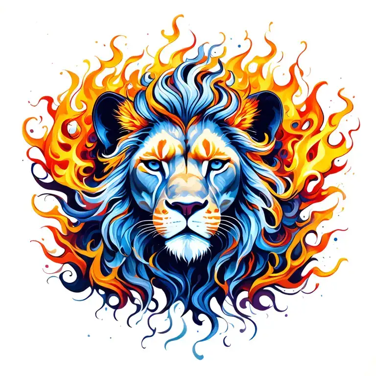 Leo Zodiac Sign Engulfed In Flames Engulfing