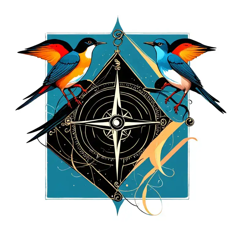 Three Birds And Compass