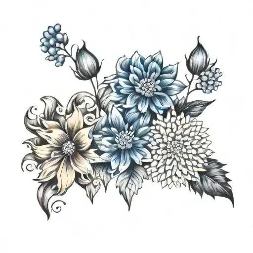 Chrysanthemum And Larkspur Flower