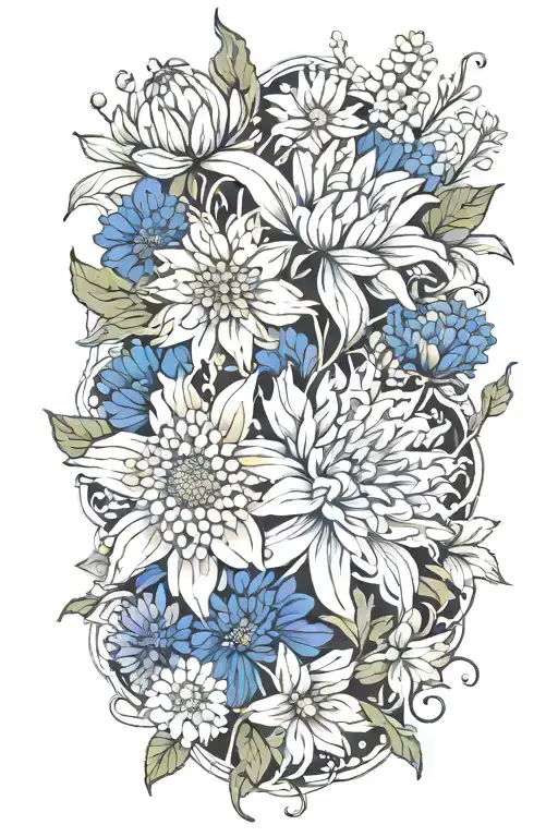 Chrysanthemum And Larkspur Flower