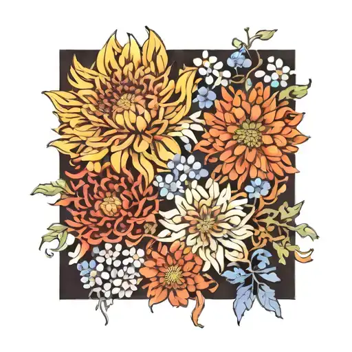 Chrysanthemum And Larkspur Flower