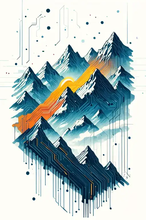 Microchip Circuit Infused In Mountains