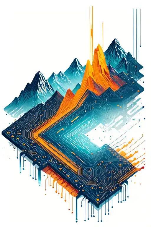 Microchip Circuit Infused In Mountains