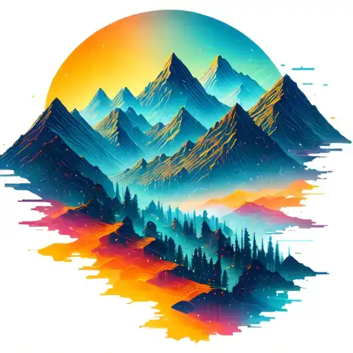 Microchip Circuit Infused In Mountains