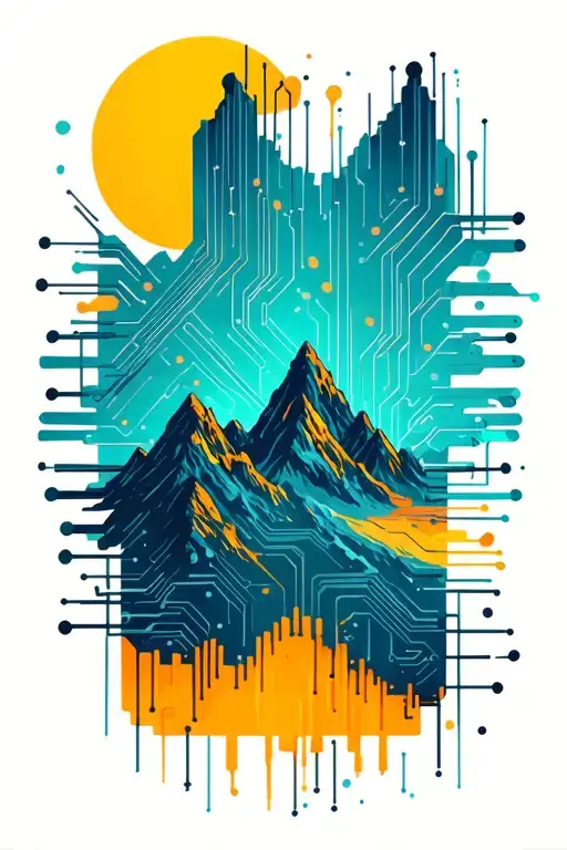 Microchip Circuit Mountains Inside