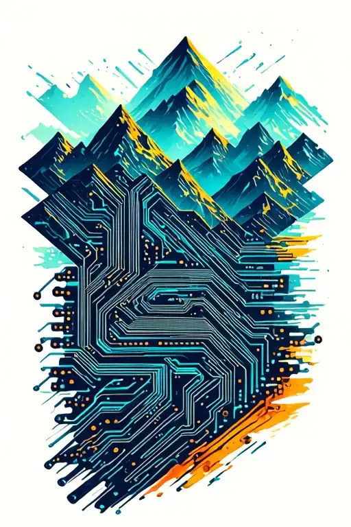 Microchip Circuit Mountains Inside