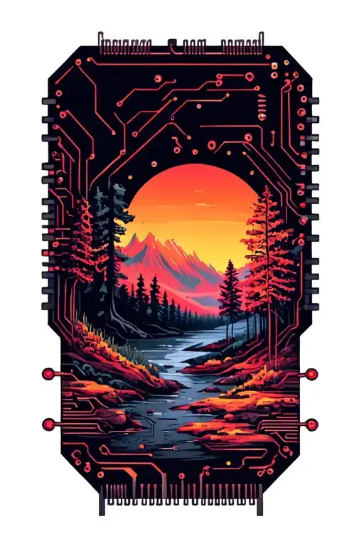 Microchip Circuit In Nature Scene