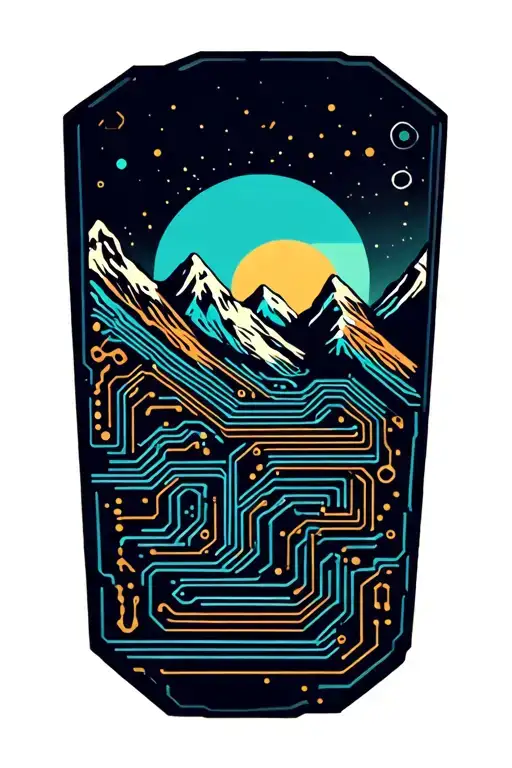 Microchip Circuit With Mountains