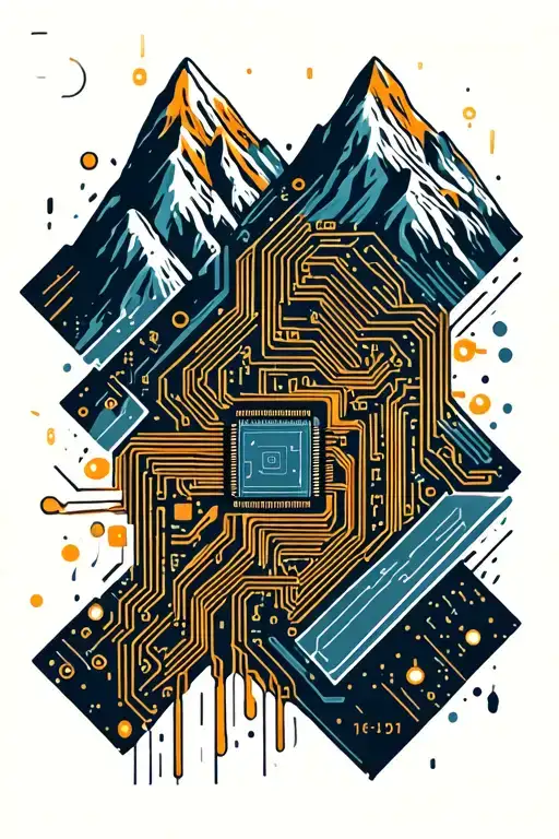 Microchip Circuit With Mountains
