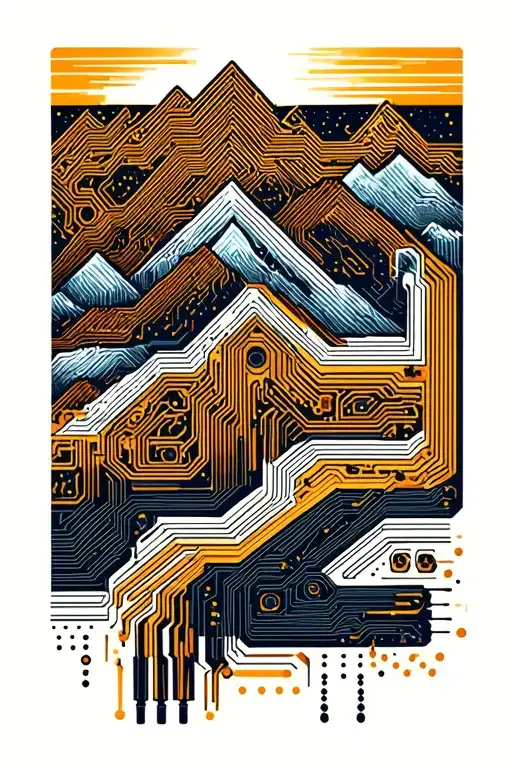 Microchip Circuit With Mountains