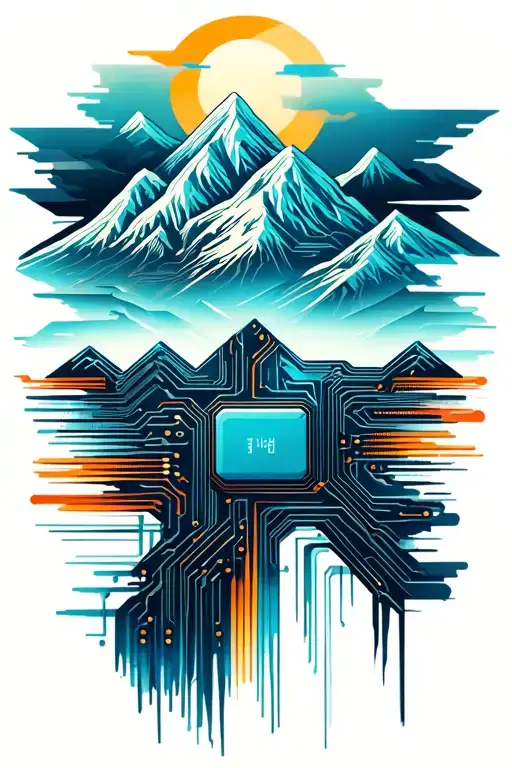 Microchip Circuit With Mountain Range