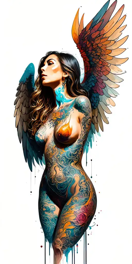 Tattooed Sexy Angel Full Body