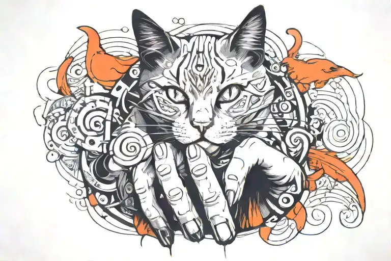 A Cat With A Human Hand