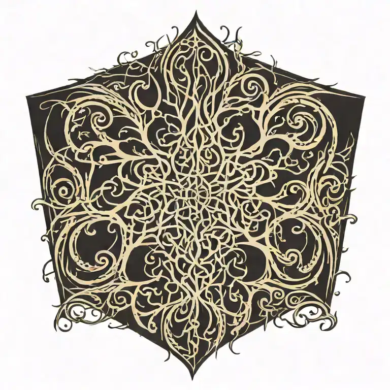 Tatoo Representing A Root Patterns In The Middle Of The Back