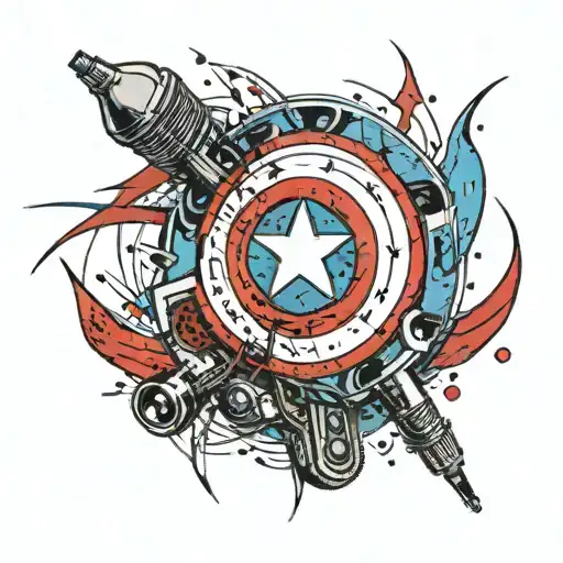 Captain America Shield Microphone Surrounded By Musical