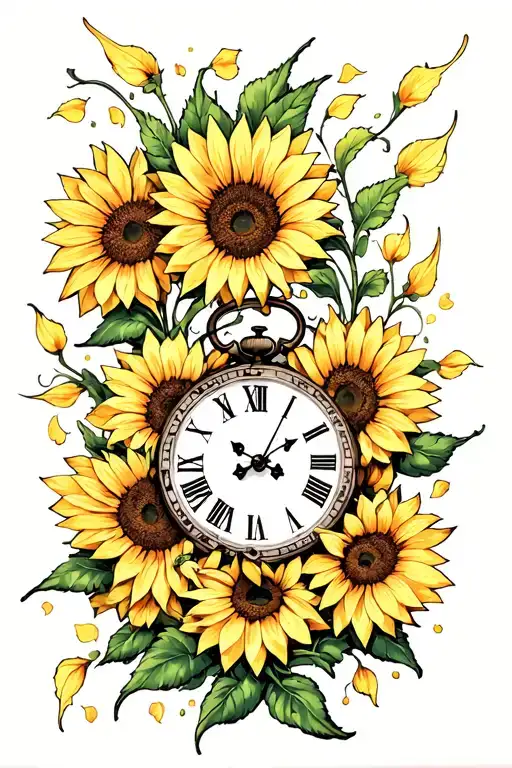 Clock With Sunflower Petals