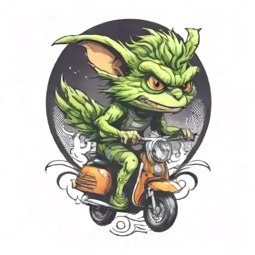 Gremlin Riding A Scooter Curly Hair Gavin Name