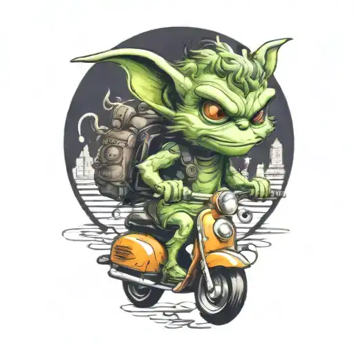 Gremlin Riding A Scooter Curly Hair Gavin