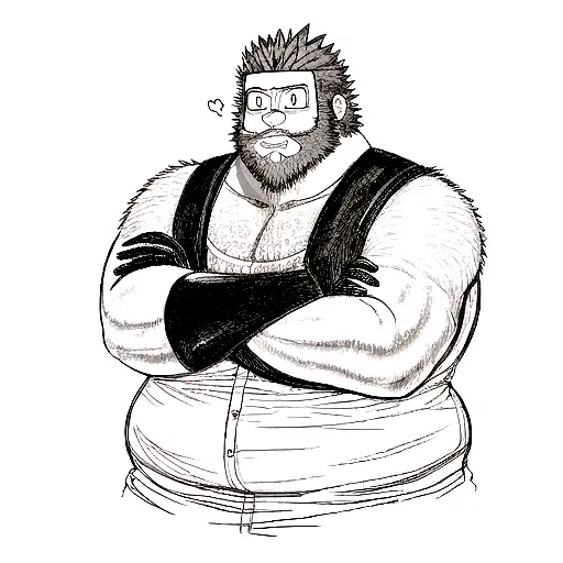Bear Hairy Chubby Man With Beard At Dorohedoro Style