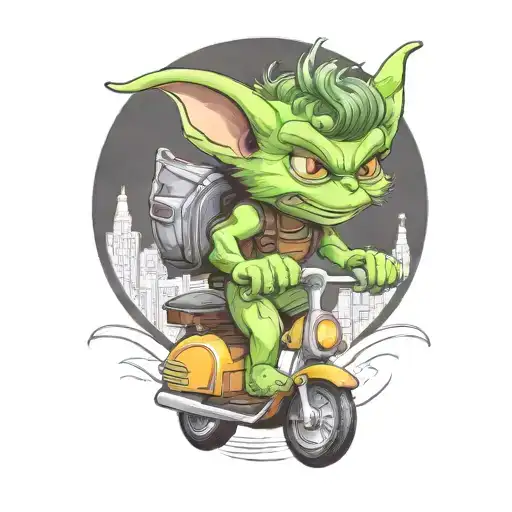 Gremlin Riding A Scooter Curly Hair Gavin Name