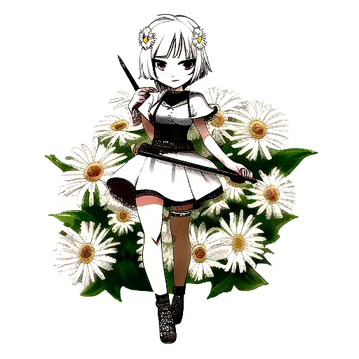 Daisy Flower With A Viking Dagger