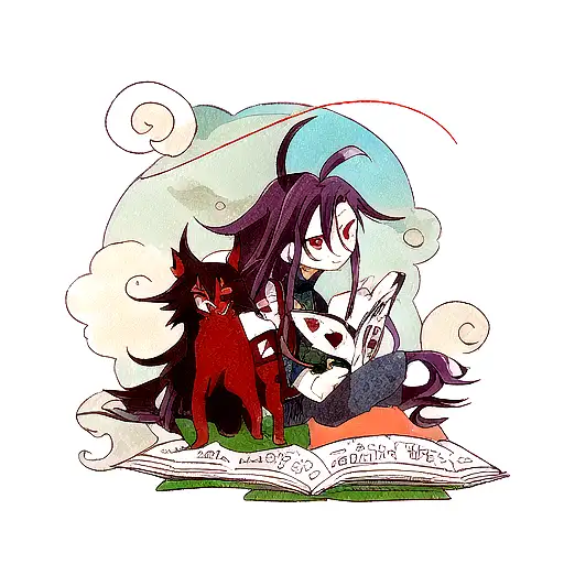 Tattoo Design Of Madara From The Anime Natsume's Book Of Friends In Red Line Ink