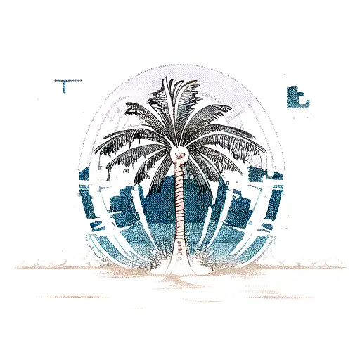 A Software Engineering-inspired Beach Scene With A Binary Code Wave Crashing Against A Palm Tree