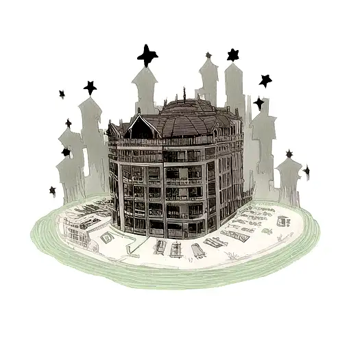 A Creepy Haunted Library With Floating Books And Stars