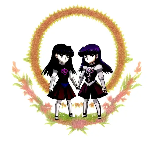 Raven And Girl Side By Side