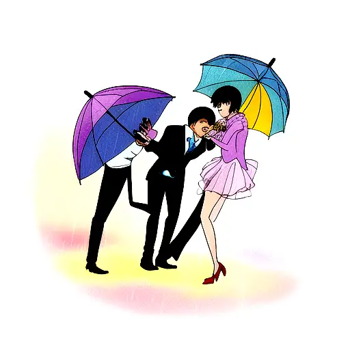 Umbrella With Rain And A Gay Male Couple