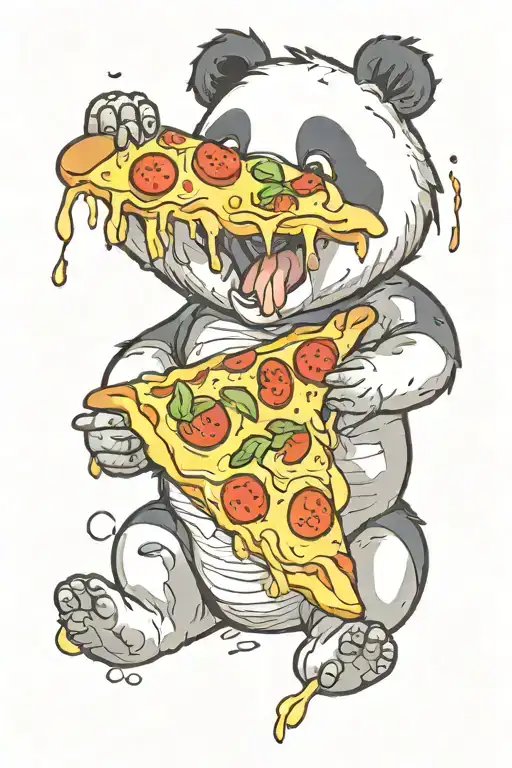 Panda Eating A Piza