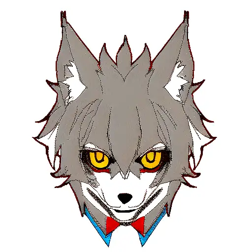 Wolf Head With Triangle Behind