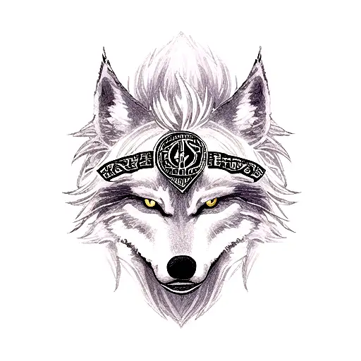 Wolf With Viking Symbols