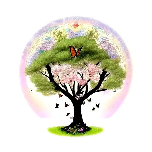 Tree Of Life With Butterflies