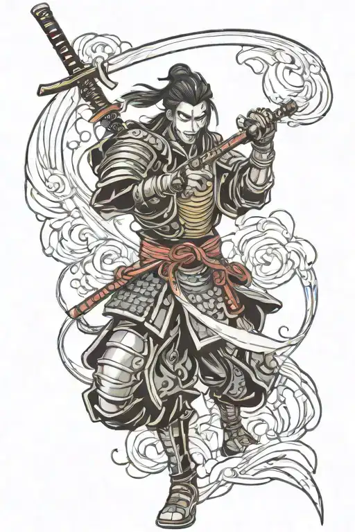 A Futuristic Samurai Warrior Wielding A Glowing Katana