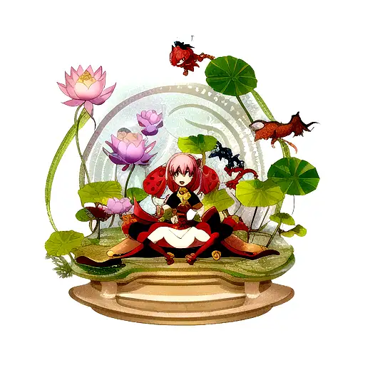 Lotus With Small Dragon Around It