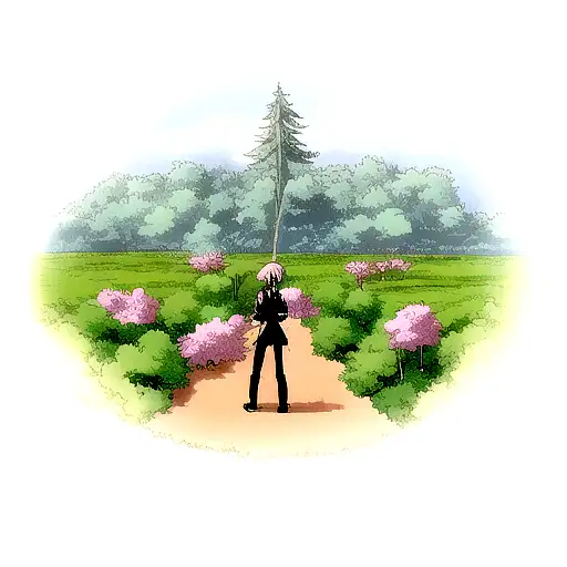 Anime Character Surrounded By Nature