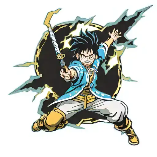 Zenitsue From Demon Slayer Surrounded By Lightning