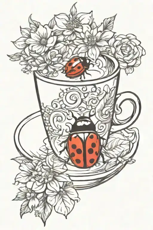 Cup Of Coffee And A Ladybug